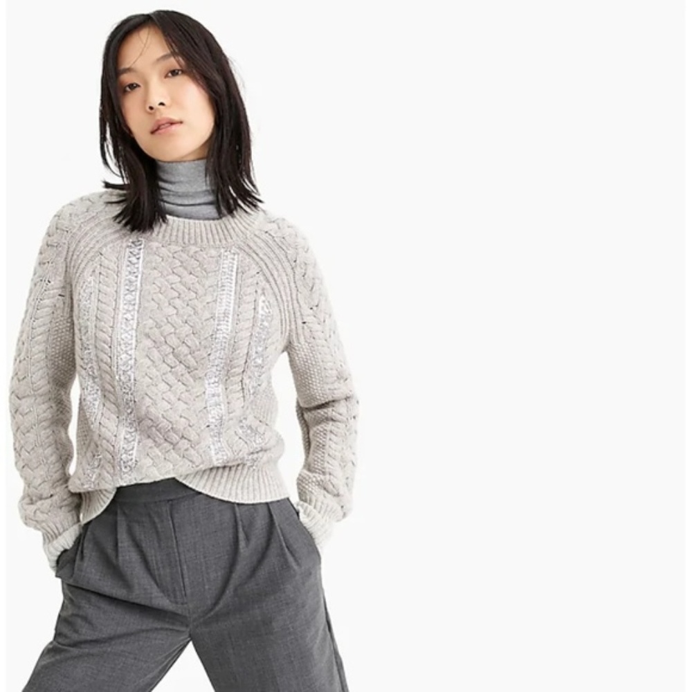 J. CREW Cable-knit sequin sweater